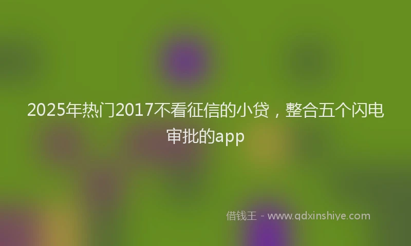 2025年热门2017不看征信的小贷，整合五个闪电审批的app