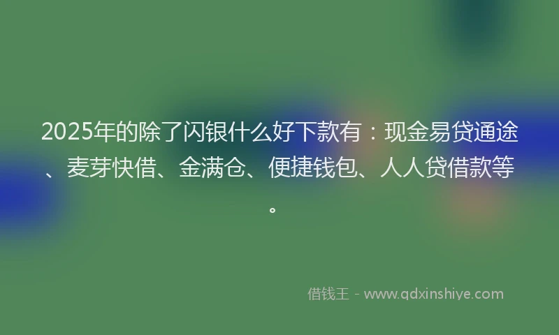 2025年的除了闪银什么好下款有：现金易贷通途、麦芽快借、金满仓、便捷钱包、人人贷借款等。