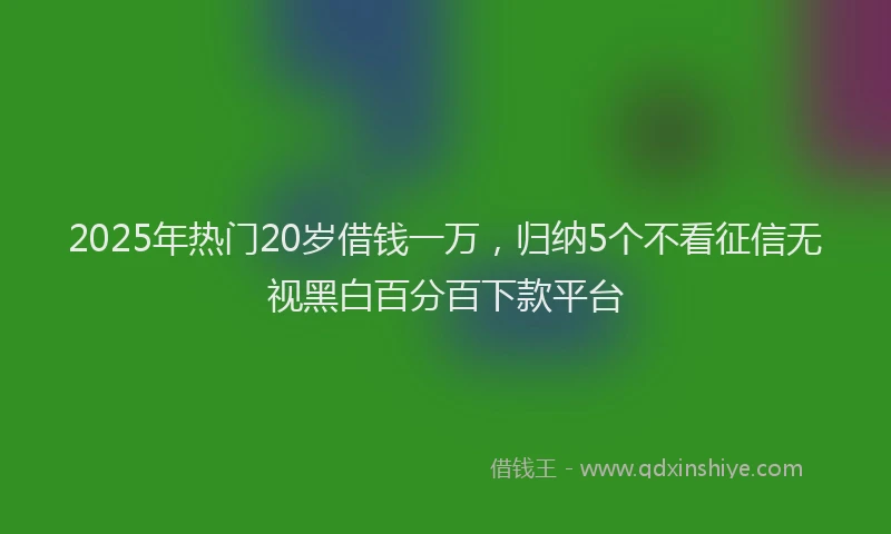 2025年热门20岁借钱一万，归纳5个不看征信无视黑白百分百下款平台