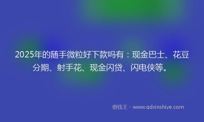 2025年的随手微粒好下款吗有：现金巴士、花豆分期、射手花、现金闪贷、闪电侠等。