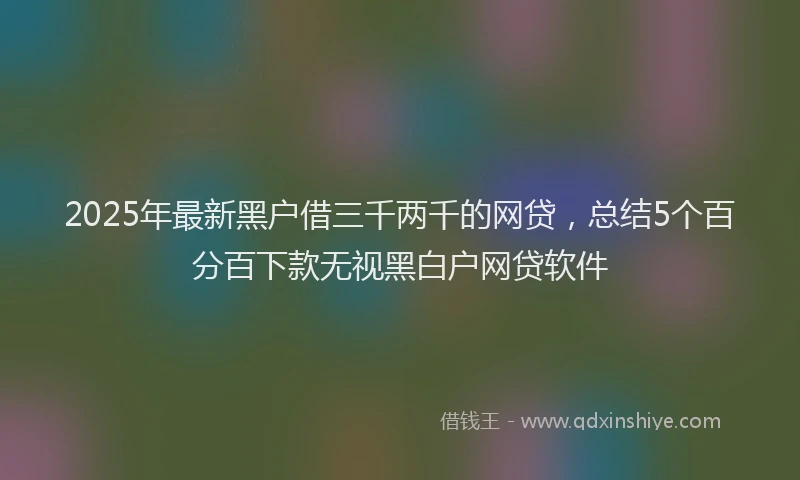 2025年最新黑户借三千两千的网贷，总结5个百分百下款无视黑白户网贷软件