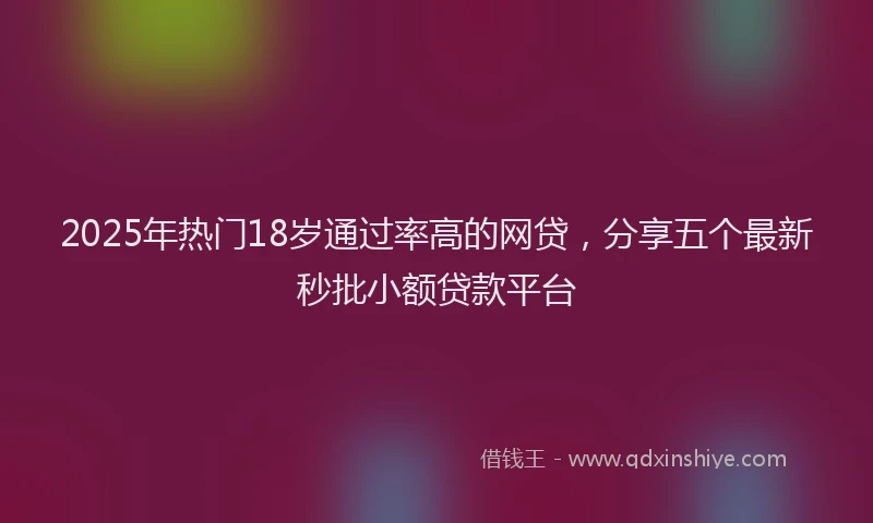 2025年热门18岁通过率高的网贷，分享五个最新秒批小额贷款平台
