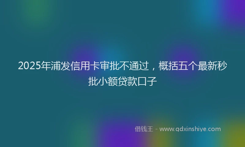 2025年浦发信用卡审批不通过，概括五个最新秒批小额贷款口子