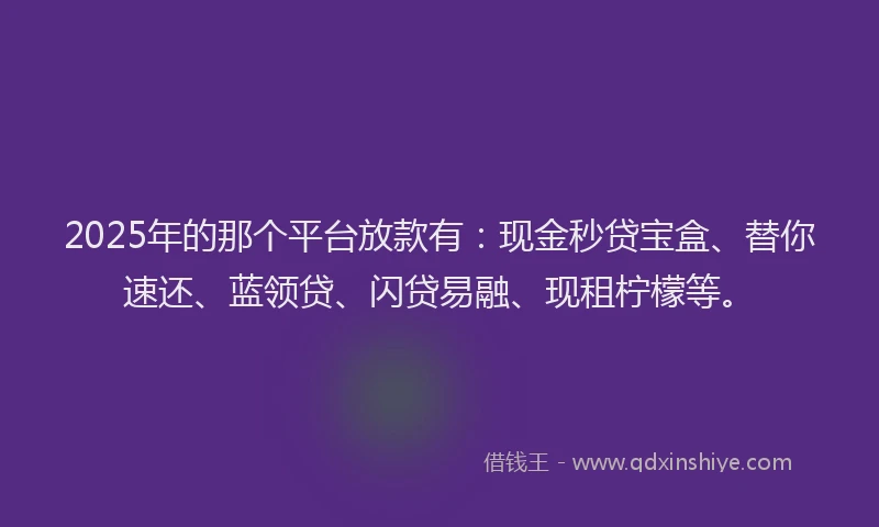 2025年的那个平台放款有：现金秒贷宝盒、替你速还、蓝领贷、闪贷易融、现租柠檬等。