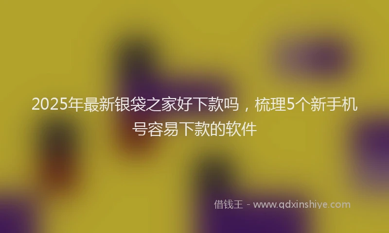 2025年最新银袋之家好下款吗，梳理5个新手机号容易下款的软件