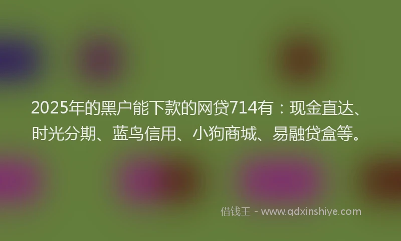 2025年的黑户能下款的网贷714有：现金直达、时光分期、蓝鸟信用、小狗商城、易融贷盒等。
