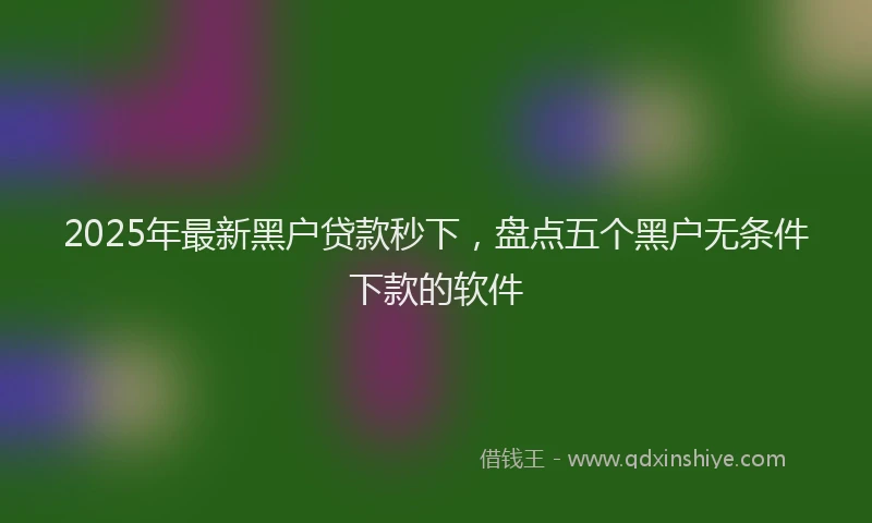 2025年最新黑户贷款秒下，盘点五个黑户无条件下款的软件