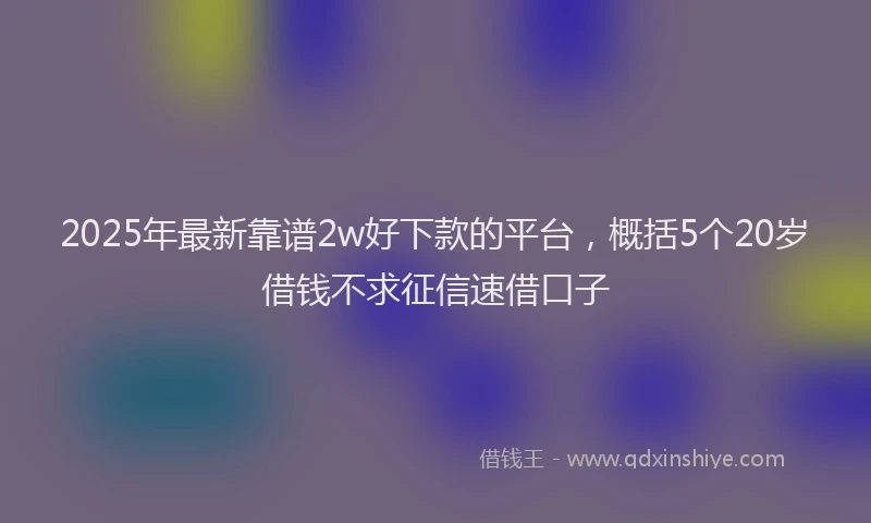 2025年最新靠谱2w好下款的平台，概括5个20岁借钱不求征信速借口子