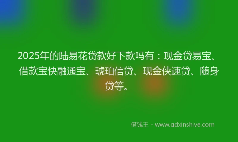2025年的陆易花贷款好下款吗有：现金贷易宝、借款宝快融通宝、琥珀信贷、现金侠速贷、随身贷等。
