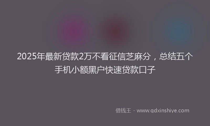2025年最新贷款2万不看征信芝麻分，总结五个手机小额黑户快速贷款口子