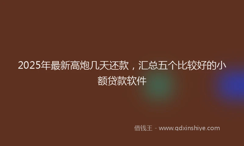 2025年最新高炮几天还款，汇总五个比较好的小额贷款软件