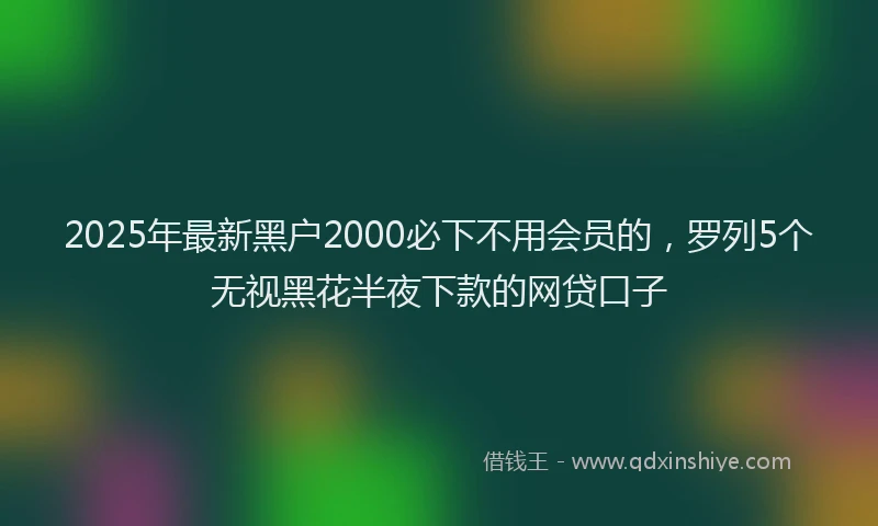 2025年最新黑户2000必下不用会员的，罗列5个无视黑花半夜下款的网贷口子