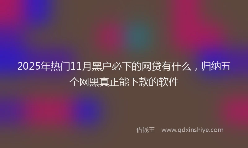 2025年热门11月黑户必下的网贷有什么，归纳五个网黑真正能下款的软件