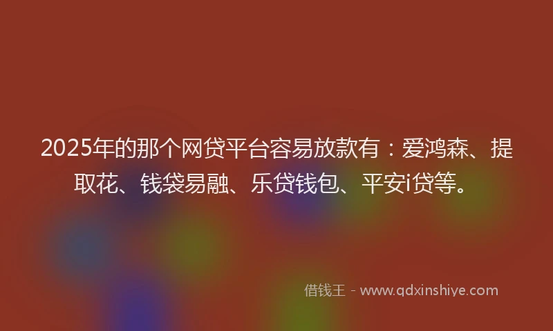 2025年的那个网贷平台容易放款有：爱鸿森、提取花、钱袋易融、乐贷钱包、平安i贷等。