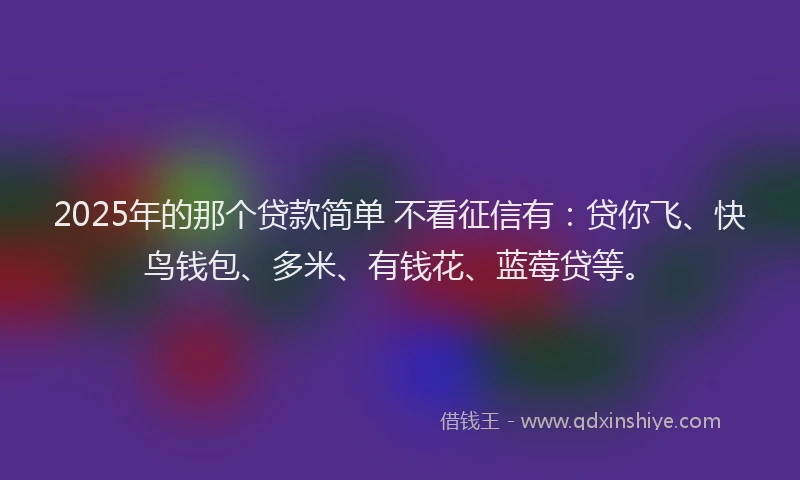 2025年的那个贷款简单 不看征信有：贷你飞、快鸟钱包、多米、有钱花、蓝莓贷等。
