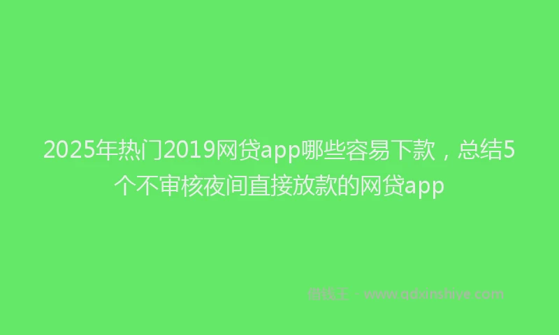 2025年热门2019网贷app哪些容易下款，总结5个不审核夜间直接放款的网贷app