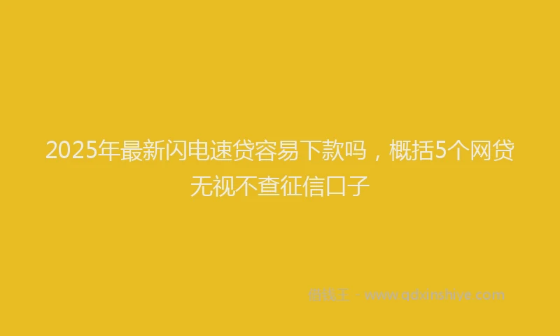 2025年最新闪电速贷容易下款吗，概括5个网贷无视不查征信口子