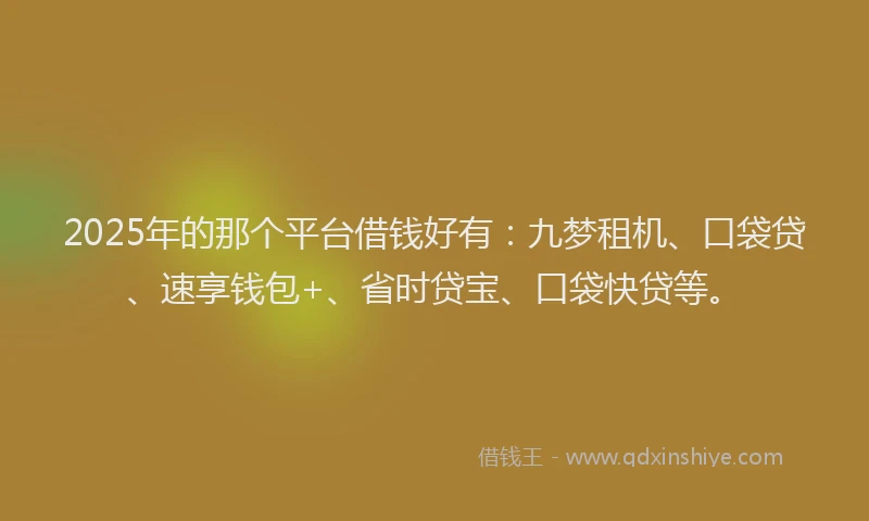 2025年的那个平台借钱好有：九梦租机、口袋贷、速享钱包+、省时贷宝、口袋快贷等。