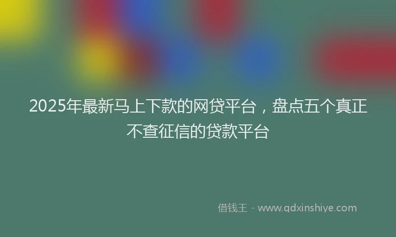 2025年最新马上下款的网贷平台，盘点五个真正不查征信的贷款平台