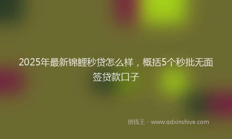 2025年最新锦鲤秒贷怎么样，概括5个秒批无面签贷款口子