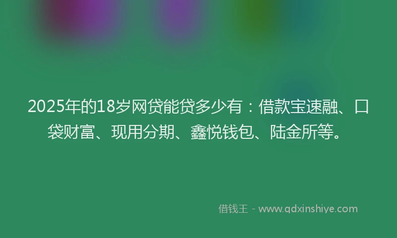 2025年的18岁网贷能贷多少有：借款宝速融、口袋财富、现用分期、鑫悦钱包、陆金所等。
