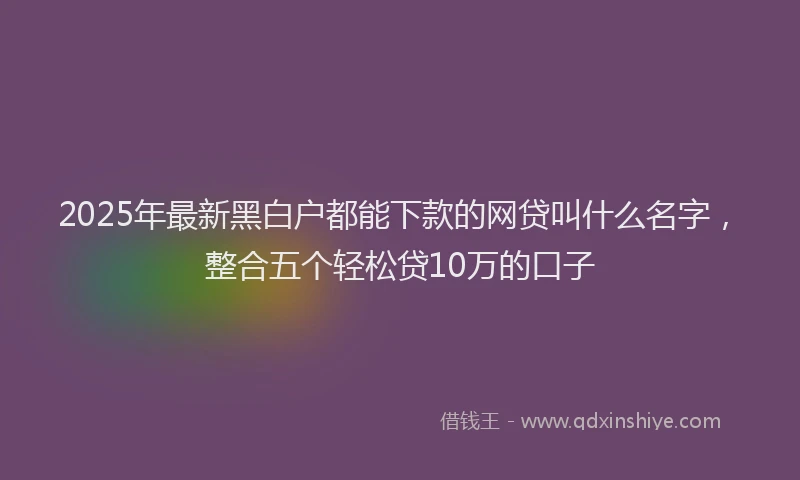 2025年最新黑白户都能下款的网贷叫什么名字，整合五个轻松贷10万的口子
