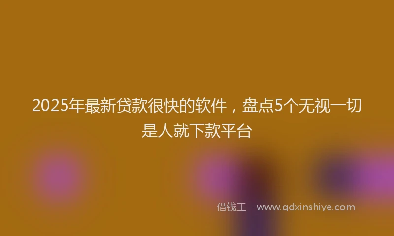 2025年最新贷款很快的软件，盘点5个无视一切是人就下款平台