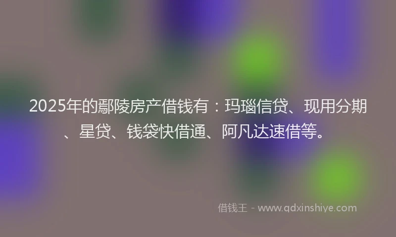 2025年的鄢陵房产借钱有：玛瑙信贷、现用分期、星贷、钱袋快借通、阿凡达速借等。