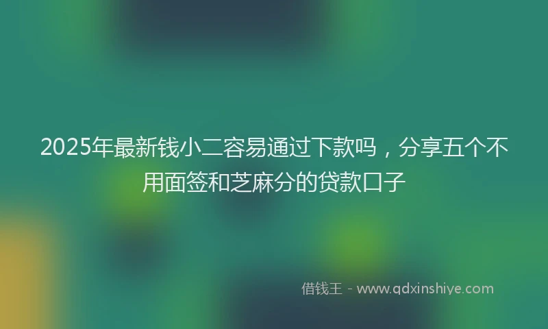 2025年最新钱小二容易通过下款吗，分享五个不用面签和芝麻分的贷款口子