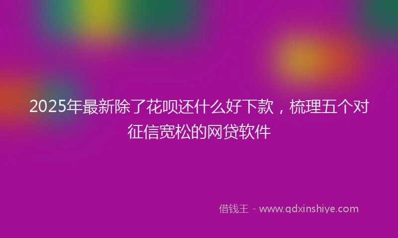 2025年最新除了花呗还什么好下款，梳理五个对征信宽松的网贷软件