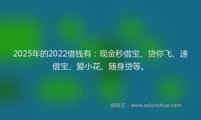 2025年的2022借钱有：现金秒借宝、贷你飞、速借宝、爱小花、随身贷等。