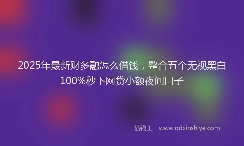 2025年最新财多融怎么借钱，整合五个无视黑白100%秒下网贷小额夜间口子