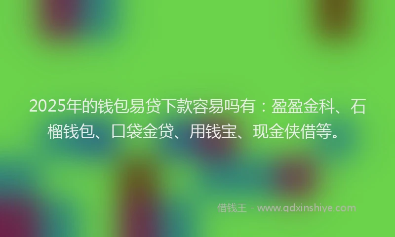 2025年的钱包易贷下款容易吗有：盈盈金科、石榴钱包、口袋金贷、用钱宝、现金侠借等。