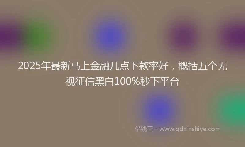 2025年最新马上金融几点下款率好，概括五个无视征信黑白100%秒下平台