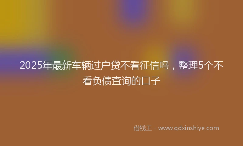 2025年最新车辆过户贷不看征信吗，整理5个不看负债查询的口子