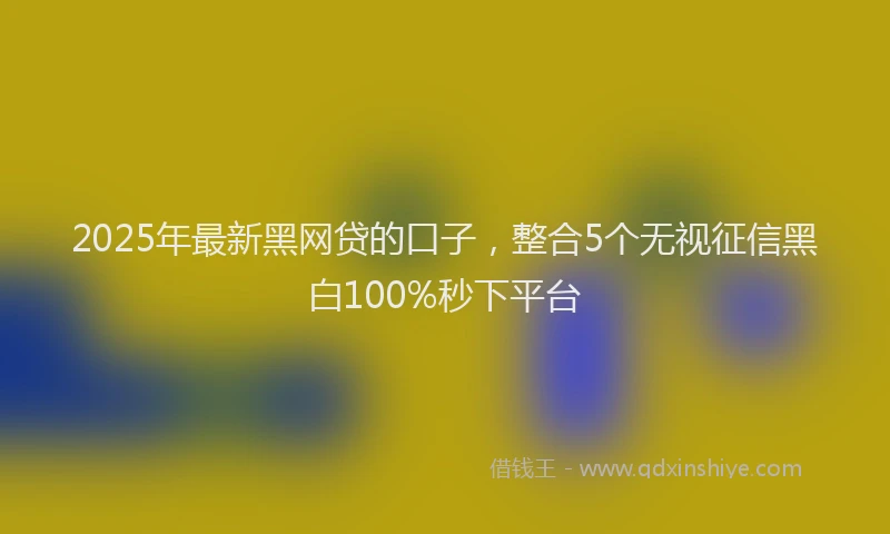 2025年最新黑网贷的口子，整合5个无视征信黑白100%秒下平台