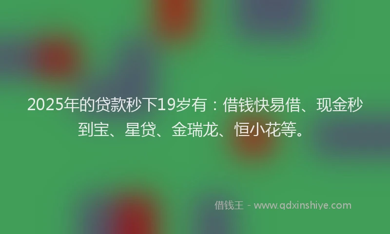2025年的贷款秒下19岁有：借钱快易借、现金秒到宝、星贷、金瑞龙、恒小花等。