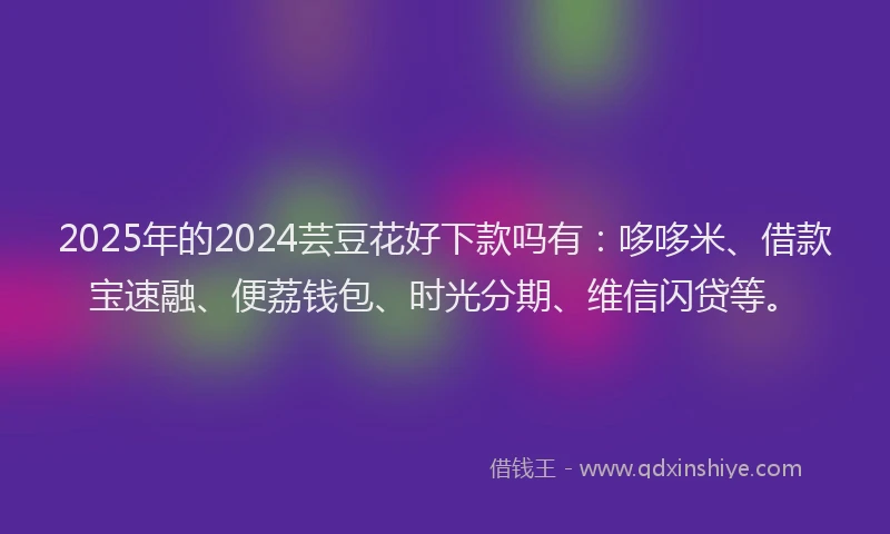 2025年的2024芸豆花好下款吗有：哆哆米、借款宝速融、便荔钱包、时光分期、维信闪贷等。