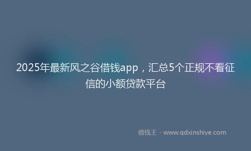 2025年最新风之谷借钱app，汇总5个正规不看征信的小额贷款平台