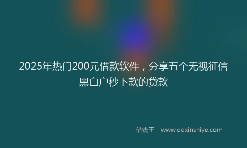 2025年热门200元借款软件，分享五个无视征信黑白户秒下款的贷款
