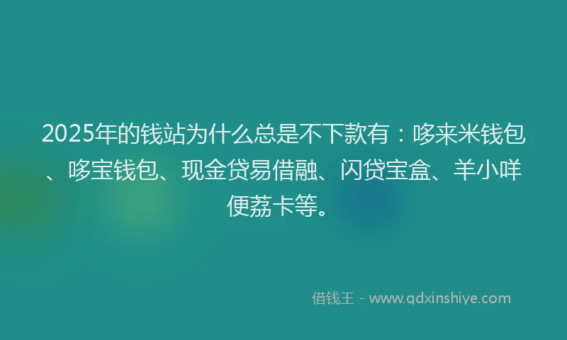 2025年的钱站为什么总是不下款有：哆来米钱包、哆宝钱包、现金贷易借融、闪贷宝盒、羊小咩便荔卡等。