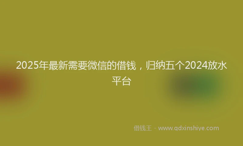 2025年最新需要微信的借钱，归纳五个2024放水平台