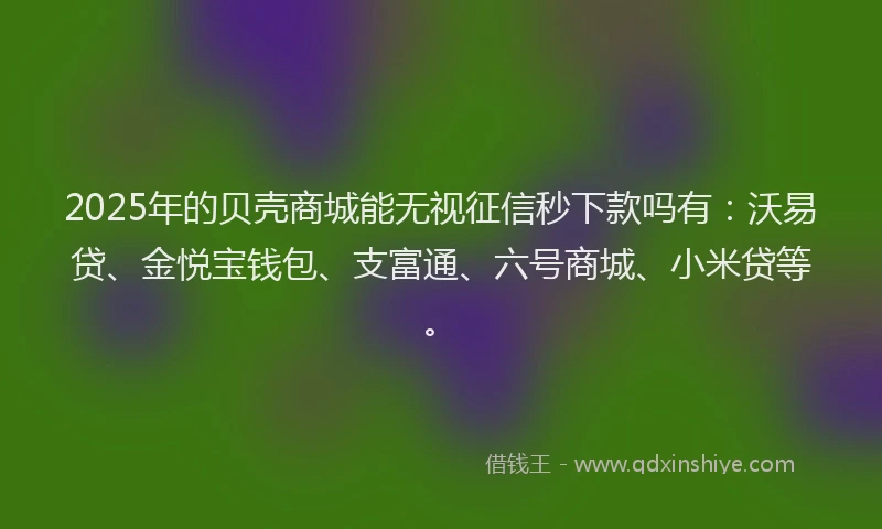 2025年的贝壳商城能无视征信秒下款吗有：沃易贷、金悦宝钱包、支富通、六号商城、小米贷等。