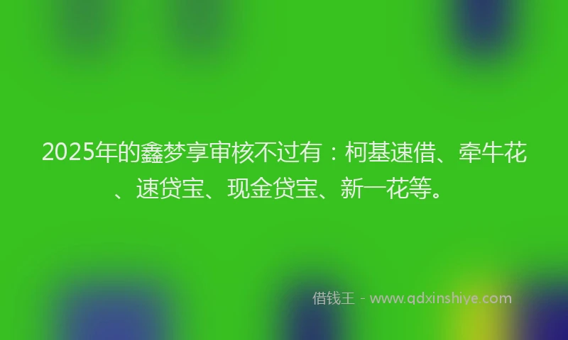 2025年的鑫梦享审核不过有：柯基速借、牵牛花、速贷宝、现金贷宝、新一花等。