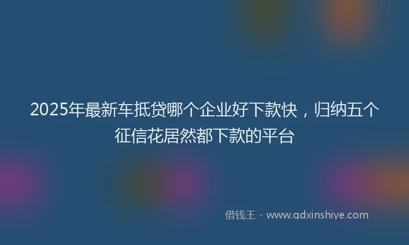 2025年最新车抵贷哪个企业好下款快，归纳五个征信花居然都下款的平台