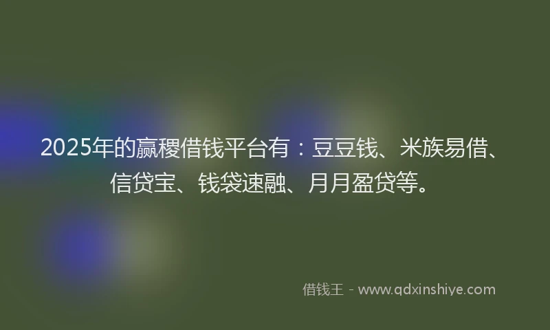 2025年的赢稷借钱平台有：豆豆钱、米族易借、信贷宝、钱袋速融、月月盈贷等。