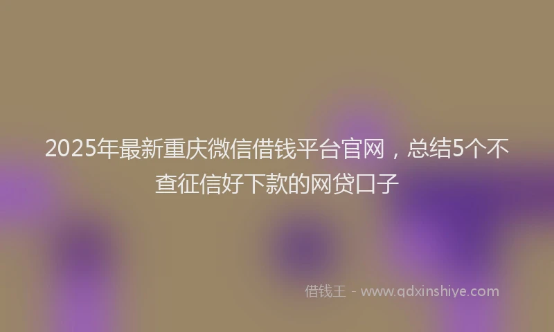 2025年最新重庆微信借钱平台官网，总结5个不查征信好下款的网贷口子