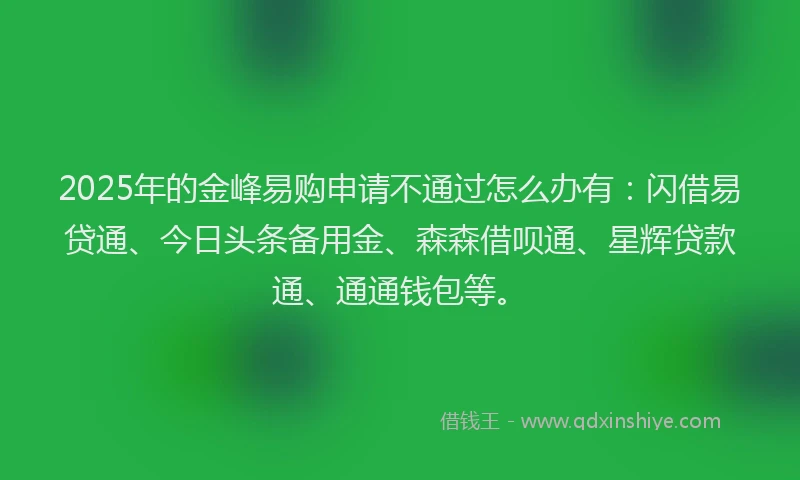 2025年的金峰易购申请不通过怎么办有：闪借易贷通、今日头条备用金、森森借呗通、星辉贷款通、通通钱包等。