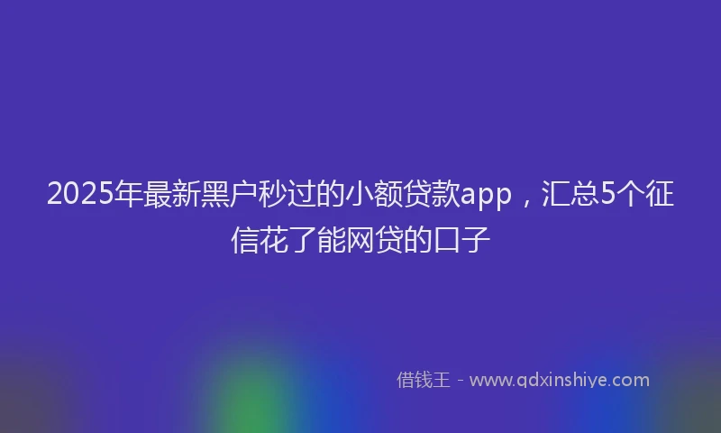 2025年最新黑户秒过的小额贷款app，汇总5个征信花了能网贷的口子