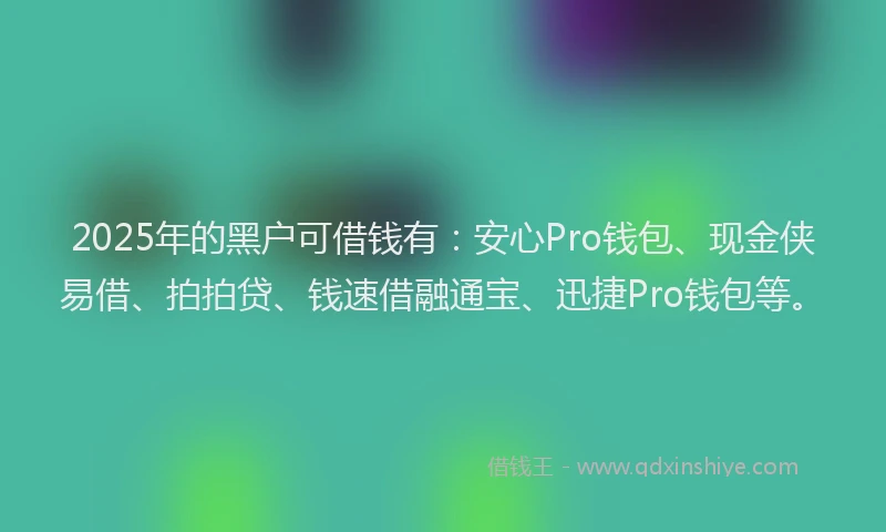2025年的黑户可借钱有：安心Pro钱包、现金侠易借、拍拍贷、钱速借融通宝、迅捷Pro钱包等。